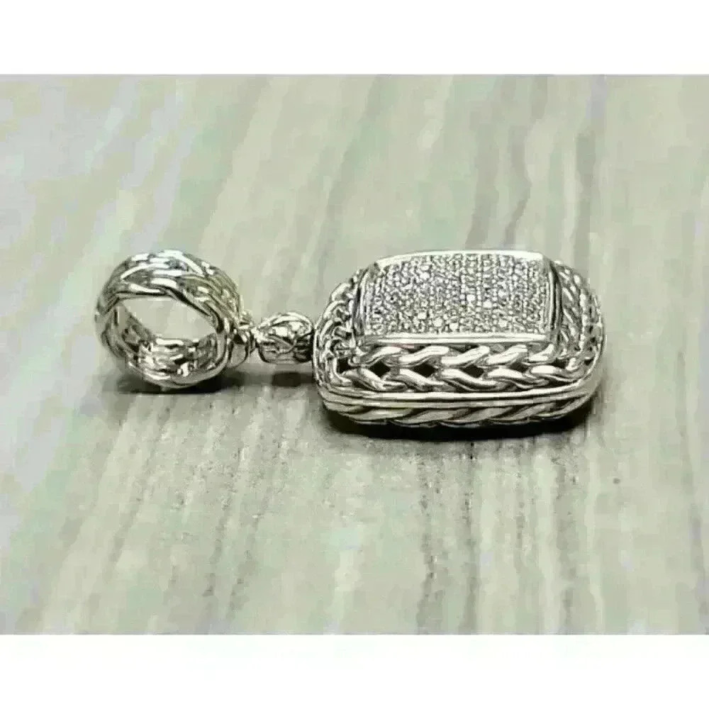 John Hardy Sterling Silver Classic Chain Enhancer with Pave Diamonds - Picture 8 of 8